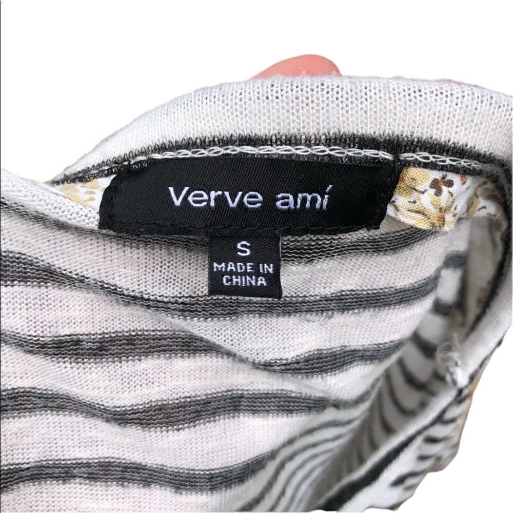 2/$15 Small Black and White Striped Tie Up Shirt - Picture 5 of 5
